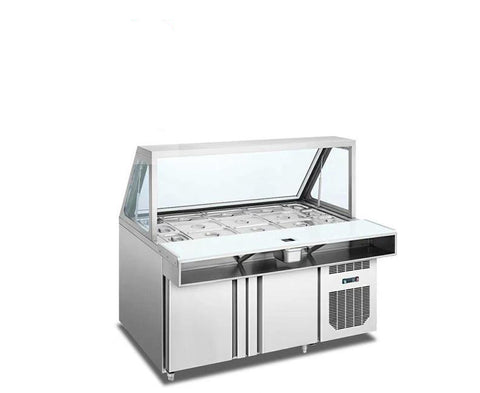 Counter Chiller with Glass Display  with Topping hole / Sneezeguard / Chopping board
