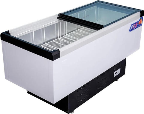 Island Glass Sliding Chest Freezer White