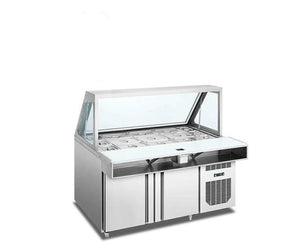 Counter Chiller with Glass Display  with Topping hole / Sneezeguard / Chopping board